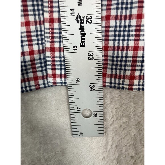 LL Bean Mens Large Button Down Short Sleeve Shirt Traditional Fit Red Plaid - Picture 3 of 5